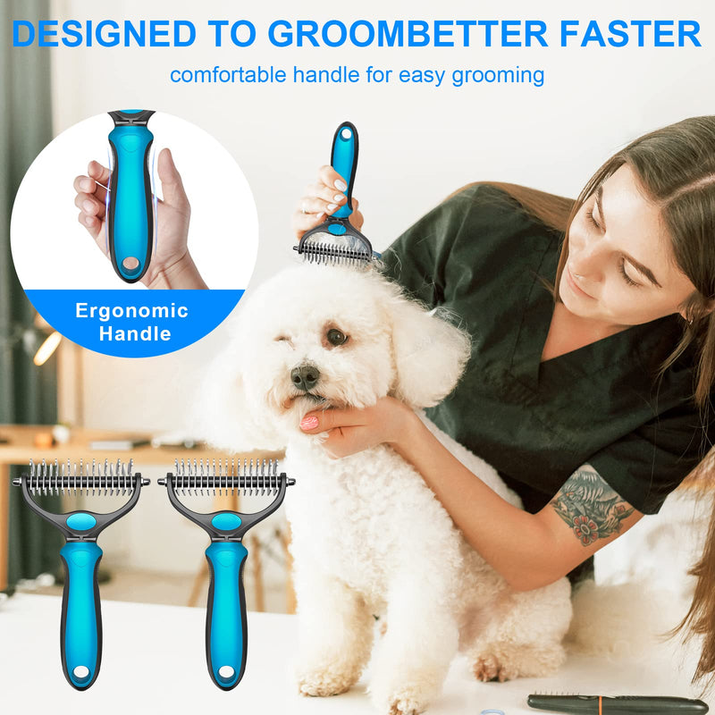Pet Grooming Brush Dog Grooming Rakes Tool for Mats & Tangles Removing Blue-01 - BeesActive Australia