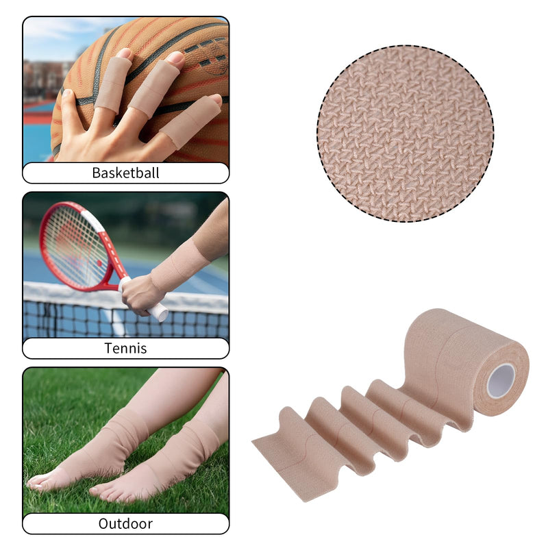 4 Rolls Elastic Tape, Breathable Self Adhesive Bandage Wrap, Flexible Stretch Bandages for Sports Wrists Sprains Knees Ankles, for Animals and Pets, 5 Yards (4 Inch in Width) 4 Inch in Width - BeesActive Australia