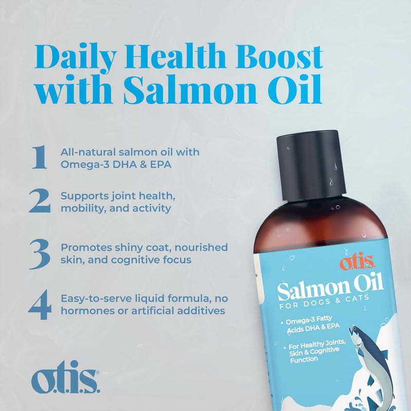 O.T.I.S Salmon Oil All-Natural Supplement for Dogs & Cats – 8 fl oz – Omega-3 DHA & EPA Fatty Acids – Supports Healthy Joints, Skin & Cognitive Function