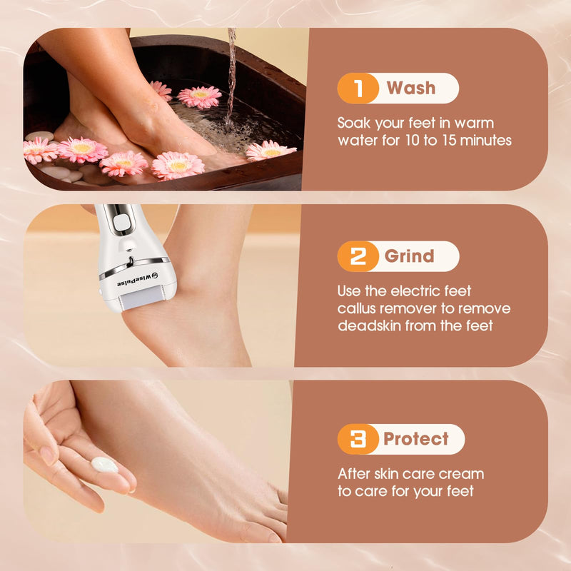 Electric Foot Callus Remover: Rechargeable Portable Electronic Foot File Callus Remover, Electric Callus Remover for Feet with 3 Rollers, IPX6 Waterproof Foot Care for Dead,Cracked Dry Skin Sliver - BeesActive Australia