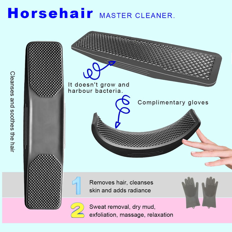 KEERBIGU-Horse Brush,equigroomer, Horses Dogs 6-in-1 Shedding Grooming Massage,Upgraded TPR Horse Hair Brush,Pet Grooming Supplies Set for Horse Dog and Cat Grooming Shedding (black) - BeesActive Australia
