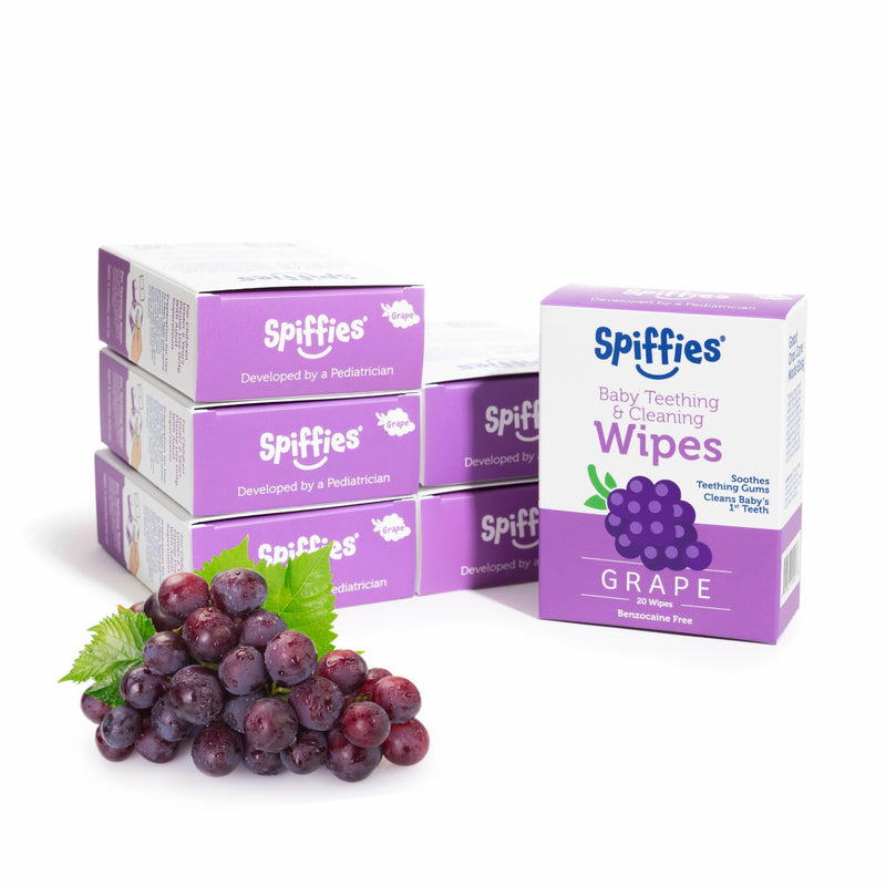 Baby Teeth Wipes - Grape Flavor, Xylitol-Enriched Baby Gum Cleaner & Dental Wipes for Teething Relief and Teeth Cleaning - Safe for Infants & Toddlers, 20 Count (Pack of 6) 20 Count (Pack of 6)