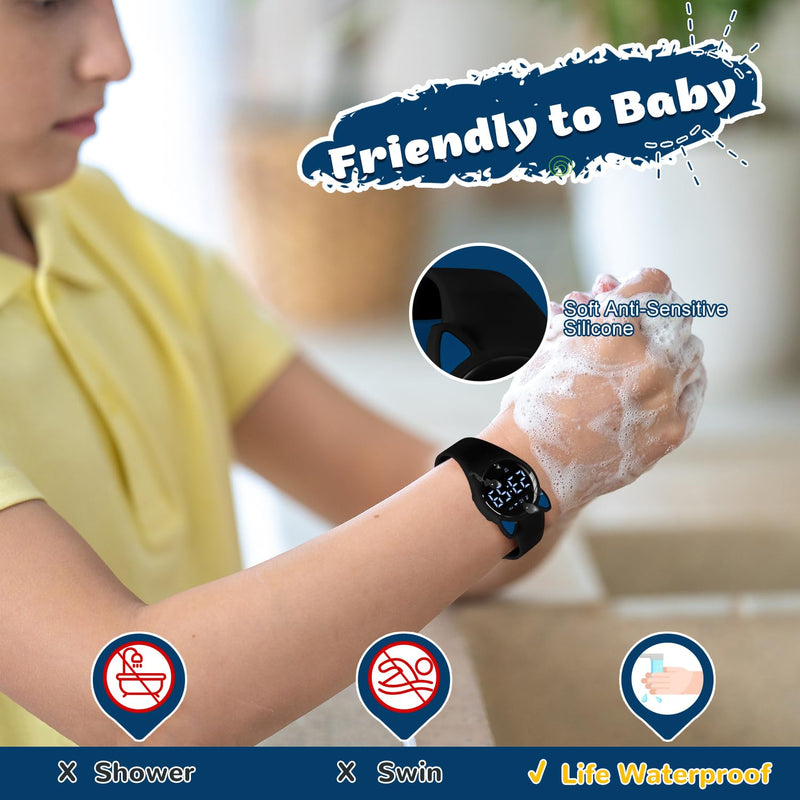Kids Digital Watches for Girls Boys, Sports Watch with Fitness Tracker, Pedometer, Alarm Clocks, Stopwatch, No App Needed & Waterproof Kids Watch, Gift for Teens Girls Boys Ages 5-14 T6F-BlackBlue-Y