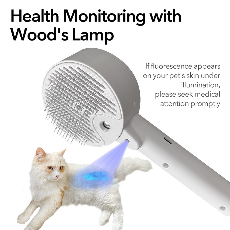 Donut 2-Gear Pet Steam Slicker Brush With UV, 4-in-1 Detangler Spray Dematting Brush For Shedding, Hair Remover With Release Button. For Indoor Long Or Short Hair Dogs, Cats, Rabbits. (White) Pink - BeesActive Australia