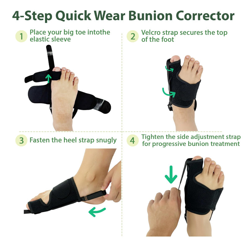 Bunion Corrector for Women & Men (2PCS), Adjustable Big Toe Separator, Day/Night Orthopedic Bunion Splint, Non-Surgical Hallux Valgus & Hammer Toe Straightener