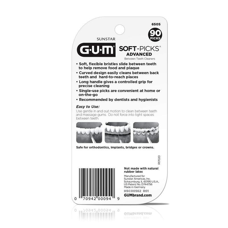 GUM Soft-Picks Advanced, Dental Picks for Teeth Cleaning and Gum Health, Disposable Interdental Brushes with Convenient Carry Case, Dentist Recommended Dental Picks, 90ct (4pk) 360 Total 360 Count - BeesActive Australia