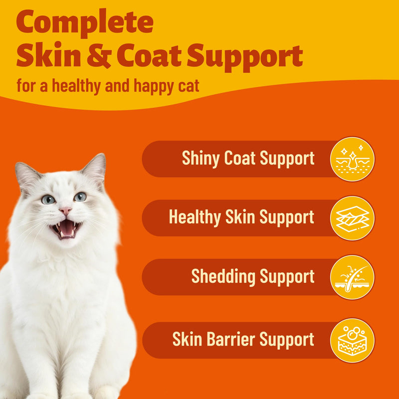 MUITIBITES 7.76 oz Skin & Coat Bites for Cats - with Omega 3, Omega 6 from Salmon Oil for Cats,Cat Vitamin E, Biotin - Supports Cat Skin Care,Anti Shed & Allergy Relief - Cats Skin and Coat Supplement