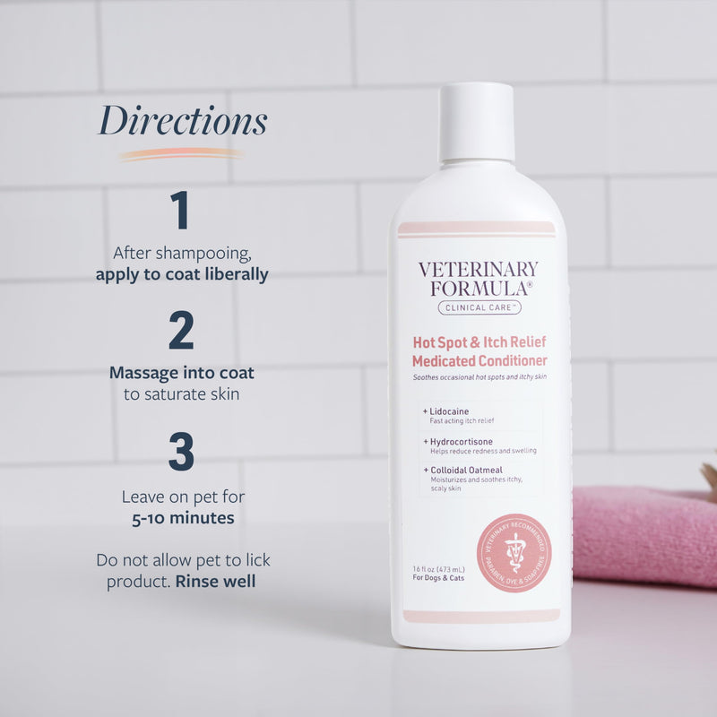 Veterinary Formula Clinical Care Hot Spot & Itch Relief Cat & Dog Medicated Conditioner, 16 oz – Oatmeal Conditions Skin for a Lustrous Coat, Formulated to Help Alleviate Itchy Skin 16 Fl Oz - BeesActive Australia