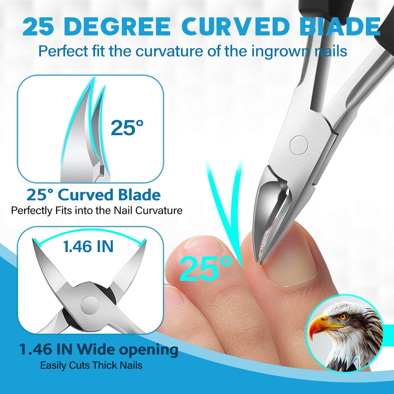 2026 Heavy Duty Toenail Clippers for Thick Nails, 7-in-1 Pedicure Kit with Catcher for Seniors & Men, Professional Wide Jaw Ingrown Toe Nail Clipper Set, Podiatrist Tool