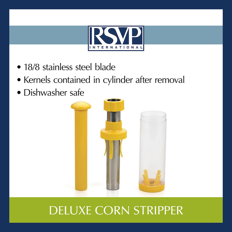 RSVP International Yellow Deluxe Corn Stripper, 10.5" | Quickly Remove Kernels from the Cob | No Splatters or Mess | Dishwasher Safe - BeesActive Australia