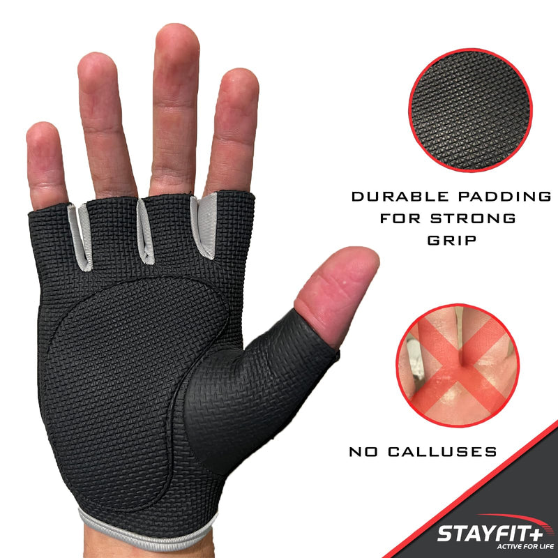 Stayfit Waist Trimmer Fitness Bundle, Unisex Slimmer Belt For Women Men with Fitness Gloves, Duo Resistance Bands 12" Waist Trimmer Bundle With Hand Grips and Gloves