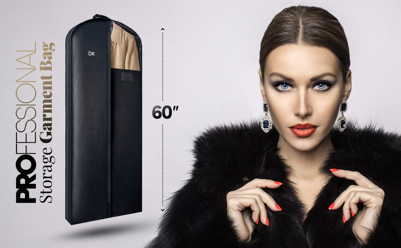 Luxury Storage Garment Bag for Long Coat, Fur, Mink, Gown, Vestment and Choir Robe | 60 Inch + 5 Inch Gusset Cover | Heavy Duty, Hanging, Breathable, Foldable Travel and Wardrobe Clothes Protector - BeesActive Australia