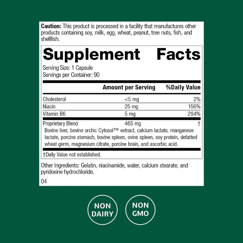 Standard Process Orchex, Emotional Balance Supplement, 90 Capsules | Nervous System Care Supplement, Excellent Source of Niacin and Vitamin B6, Non-Dairy and Whole Food-Based 90 Count (Pack of 1)