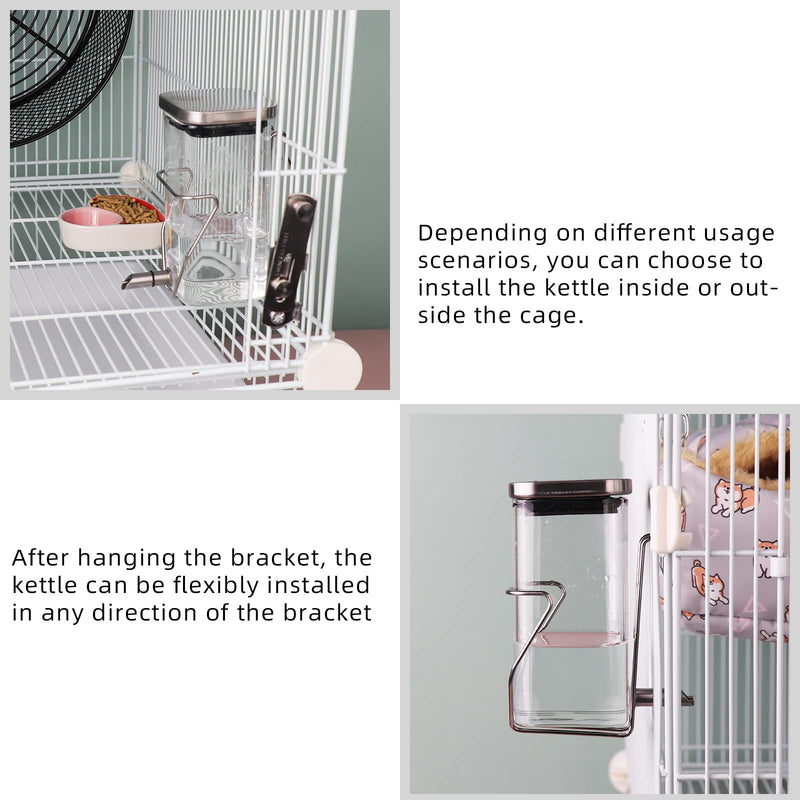 Guinea Pig Water Bottle No Drip, Rabbit Glass Waterer, Chinchilla Stainless Steel Nozzle Anti-Bite Water Dispenser for Small Animal, Bunny, Hamster, Sugar Glider and Rat(20.2oz) 20.2oz - BeesActive Australia