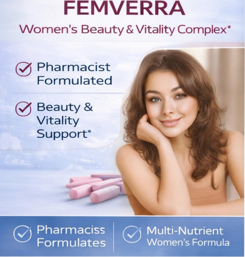 FEMVERRA Women 40+ Beauty & Anti-Aging Supplement – Collagen, Vitamins, Amino Acids & Herbal Extracts - Look Younger Women Face & Skin – Support a Youthful Glow, Firm Curves & Vitality.