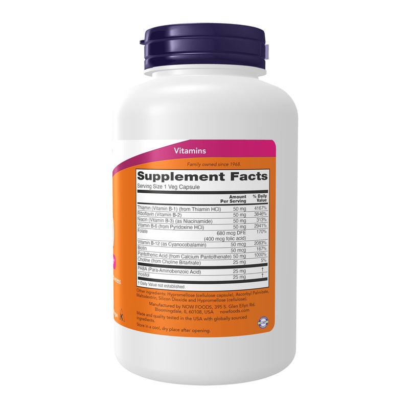 NOW Supplements, Vitamin B-50, Energy Production*, Nervous System Health*, 250 Veg Capsules 250 Count (Pack of 1)