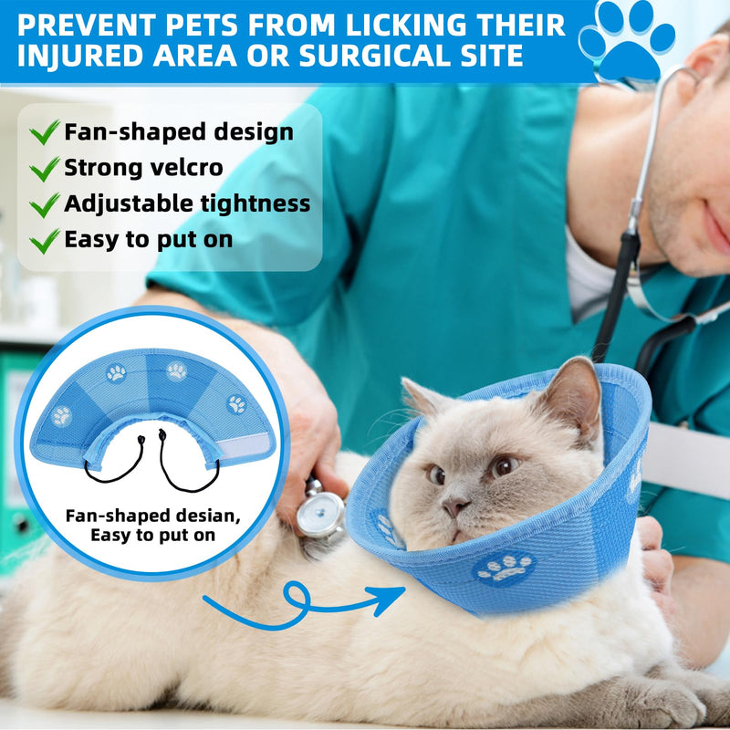 Cat Neck Brace, Cat Collar, Adjustable Neck Brace, Cat Collar, Recovery Collar, Soft Collar Cone After Surgery and Injuries for Cats (Blue, S) - BeesActive Australia