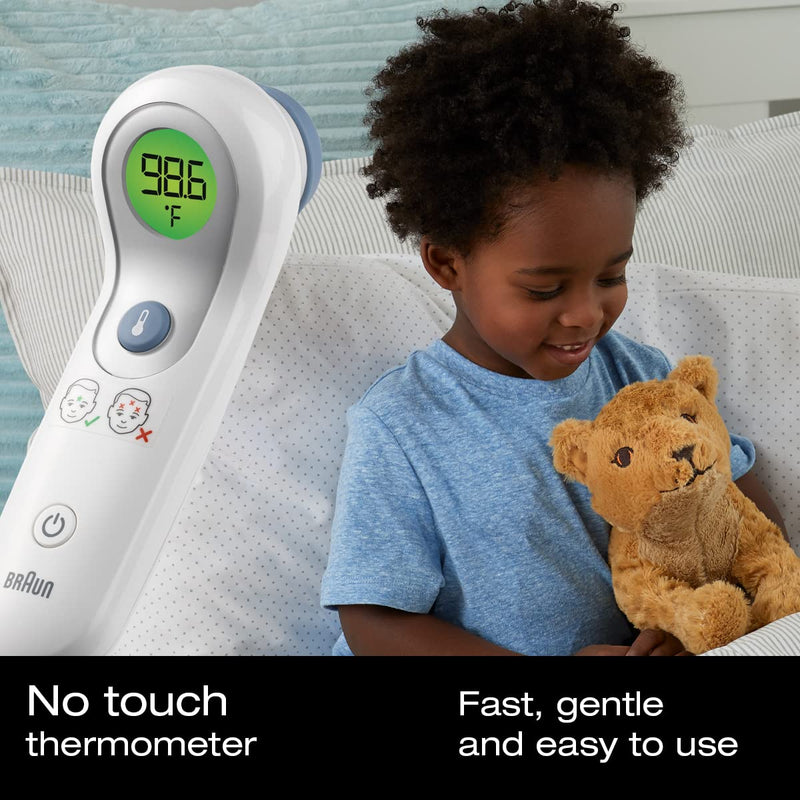 Braun No Touch and Forehead Thermometer - Touchless Thermometer for Adults, Babies, Toddlers and Kids, Color-Coded Fever Guidance, Fast, Reliable, and Accurate Results 1 Count (Pack of 1) No Touch & Forehead