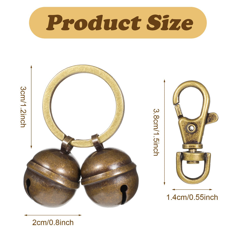 Dog Bells with Snap Clips Small Cat Collar Bell for Dog Collar, Loud Crisp Sound Copper Mini Brass Dog Bell for Pets Tracking Anti Lost Training Small Animal Collar Pendant Accessories - BeesActive Australia