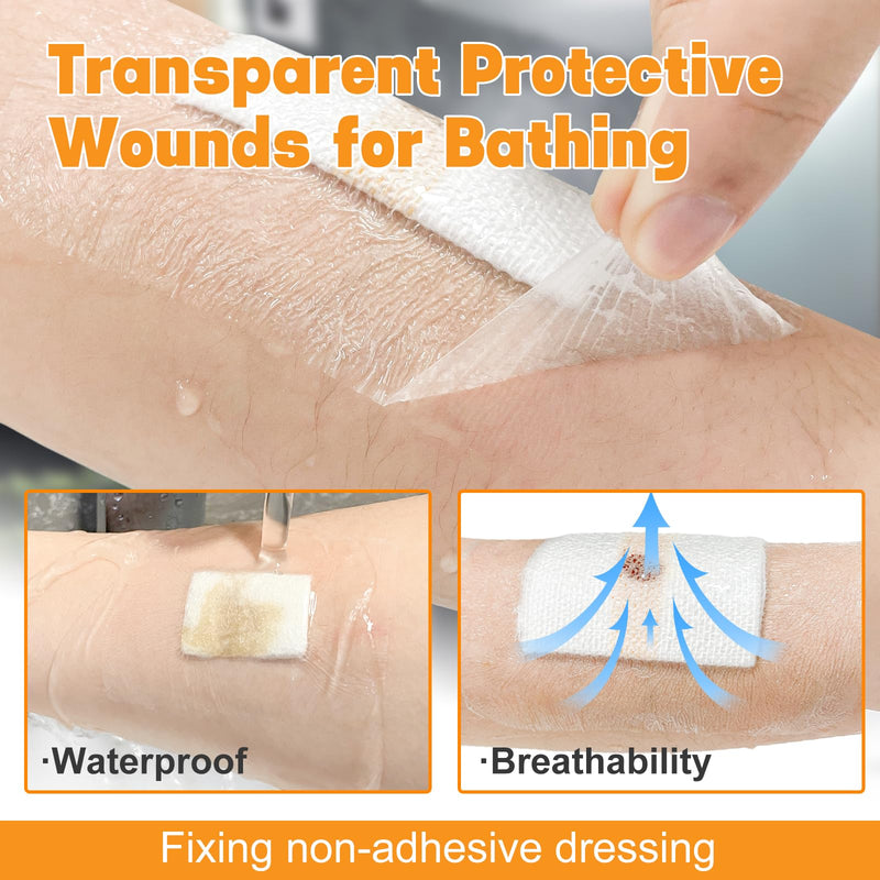 Carbou Transparent Film Dressing,6" x 8" Pack of 20 Waterproof Wound Bandage Adhesive Patches,Post Surgical Shower or IV Shield,Tattoo Aftercare Bandage 6 x 8 Inch(Pack of 20) - BeesActive Australia