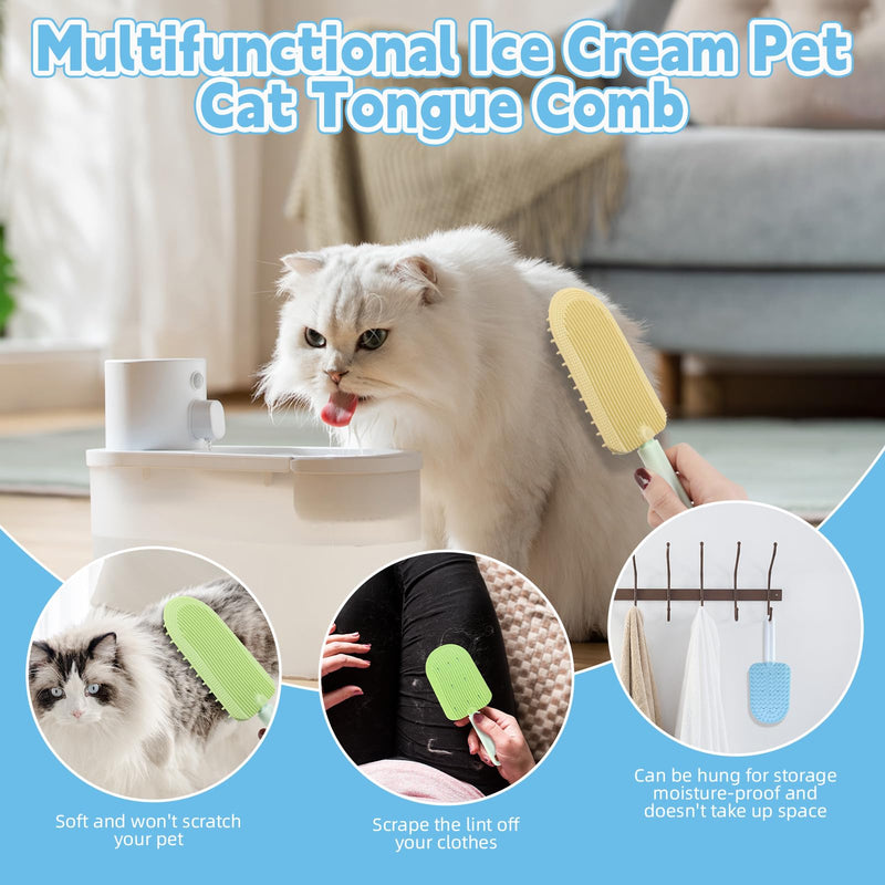 2PCS Cat Tongue Comb,Cat Tongue Brush,2024 New Cat Grooming Brush,Cat Grooming Brush for Indoor Cats,Cute Cartoon Ice Cream Cat Fur Remover Comb for Cats Grooming Easily Removes Fur Reducing Hairballs - BeesActive Australia