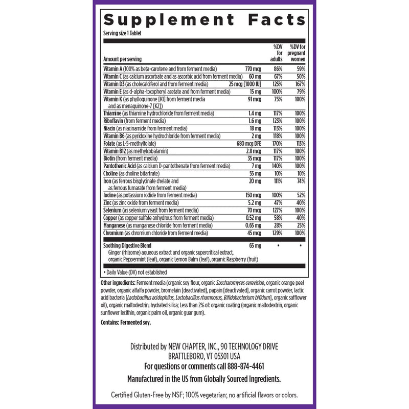 New Chapter One Daily Prenatal Multivitamin, 90 Count | With Methylfolate and Choline for Healthy Mom and Baby, Gluten Free and Non-GMO Prenatal Vitamin Daily Formula 90 Count (Pack of 1)