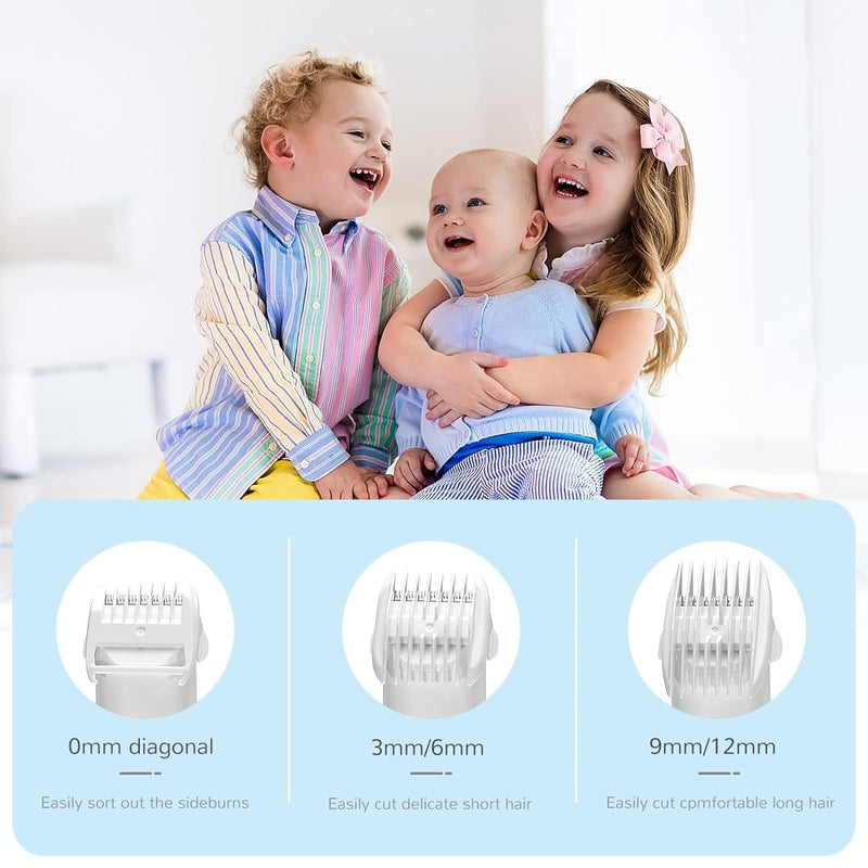 FERRISA Cordless Baby Hair Clippers, Vacuum Hair Clipper for Baby Fine Hair, Baby Hair Clipper Quiet Hair Clipper for Baby, Hair Clipper Auto Suck Snipped Hair, IPX7 Waterproof Rechargeable White - BeesActive Australia
