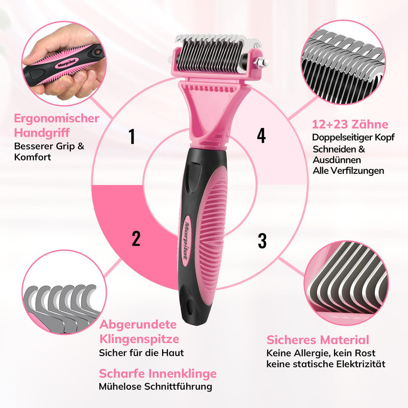 morpilot cat brush for gentle, precise hair removal. Suitable as a cat brush for long hair. Cat brush for short hair against matting. Pleasantly massaging undercoat brush for dogs. Pink - BeesActive Australia