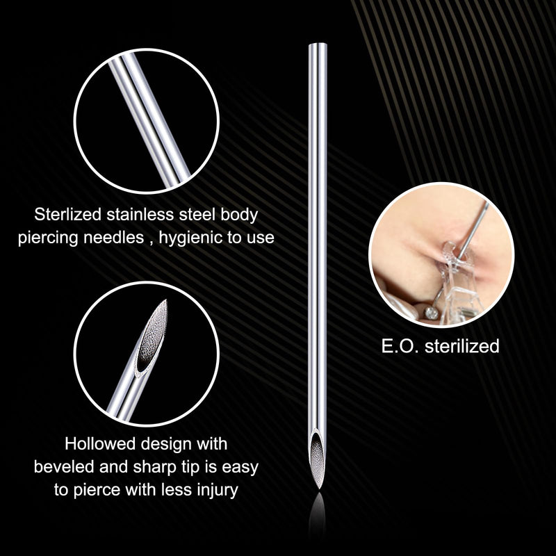 20G Body Piercing Needles,10pcs DJCIW Sterile Disposable Stainless Steel Needles for Ear, Nose, Navel, Nipple, Lip - Piercings 20G(0.8mm)-10pcs - BeesActive Australia