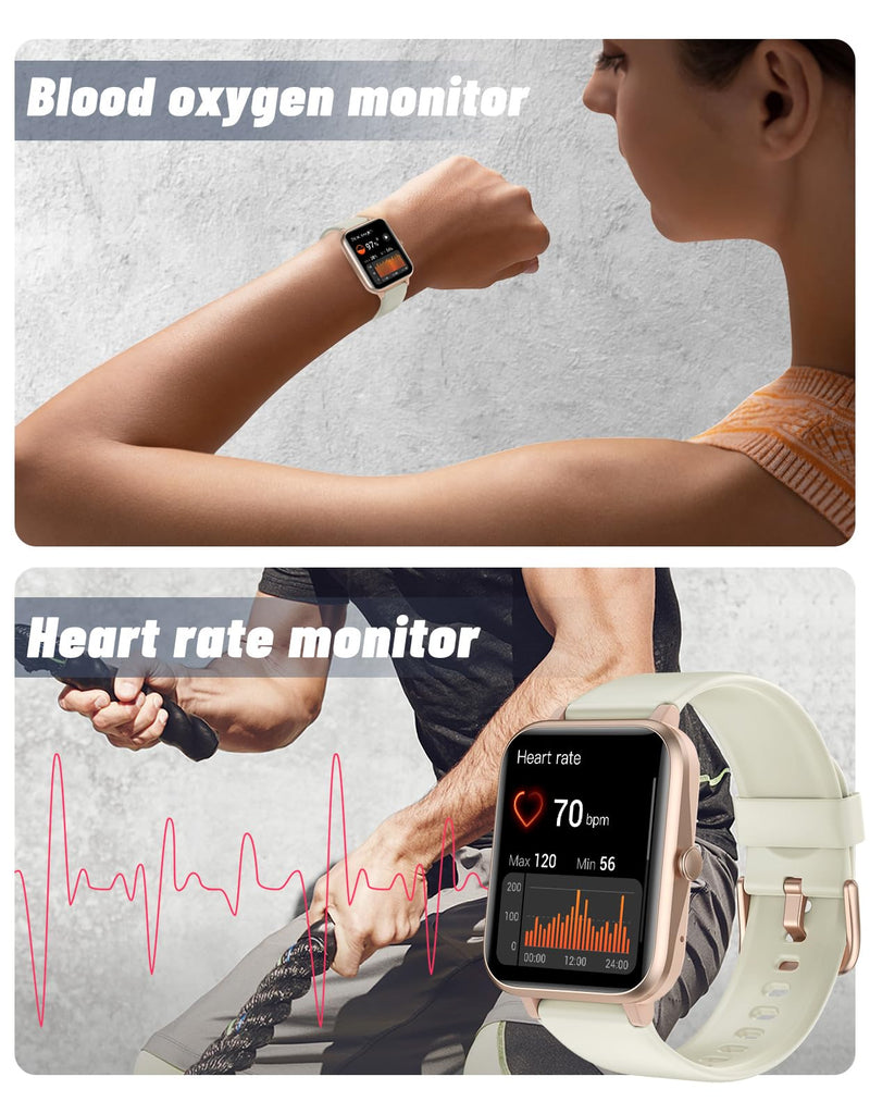 GRV Smart Watches for Women Men (Answer/Make Calls), 1.8" Smartwatch for iOS/Android Phones Fitness Tracker with 100+ Sports Modes Heart Rate/Sleep Monitor Pedometer IP68 Waterproof (Milky White) Milky White - BeesActive Australia