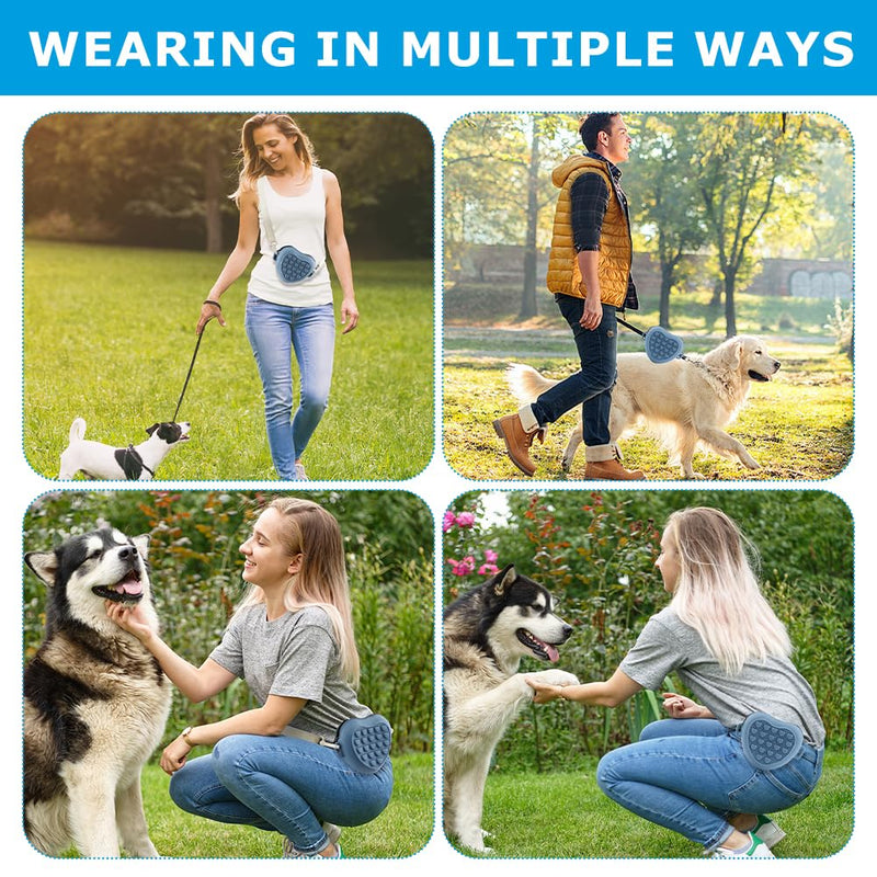 Silicone Dog Treat Pouch for Pet Training Dog Training Treat Pouch with Training Clicker Treat Bag Fanny Pack with Waist Belt for Pet Training Walking (Blue) Blue - BeesActive Australia