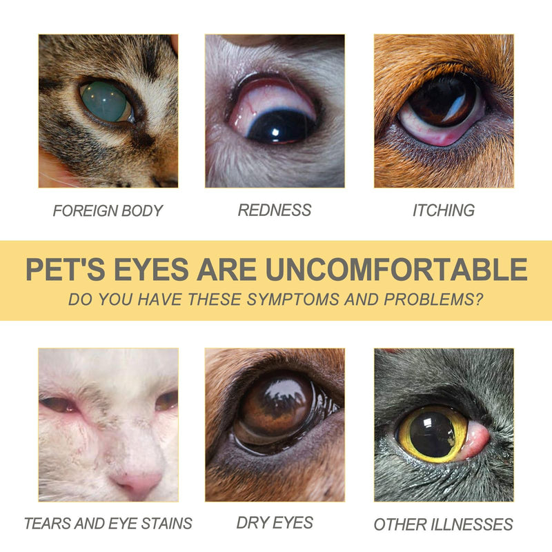 Pack of 2 Eye Drops for Dogs and Cats, Eye Drops for Pets, Gentle Eye Care for Removing Tear Stains, Relieves Itching, Reduces Eye Redness, Ideal for Sensitive Animal Eyes