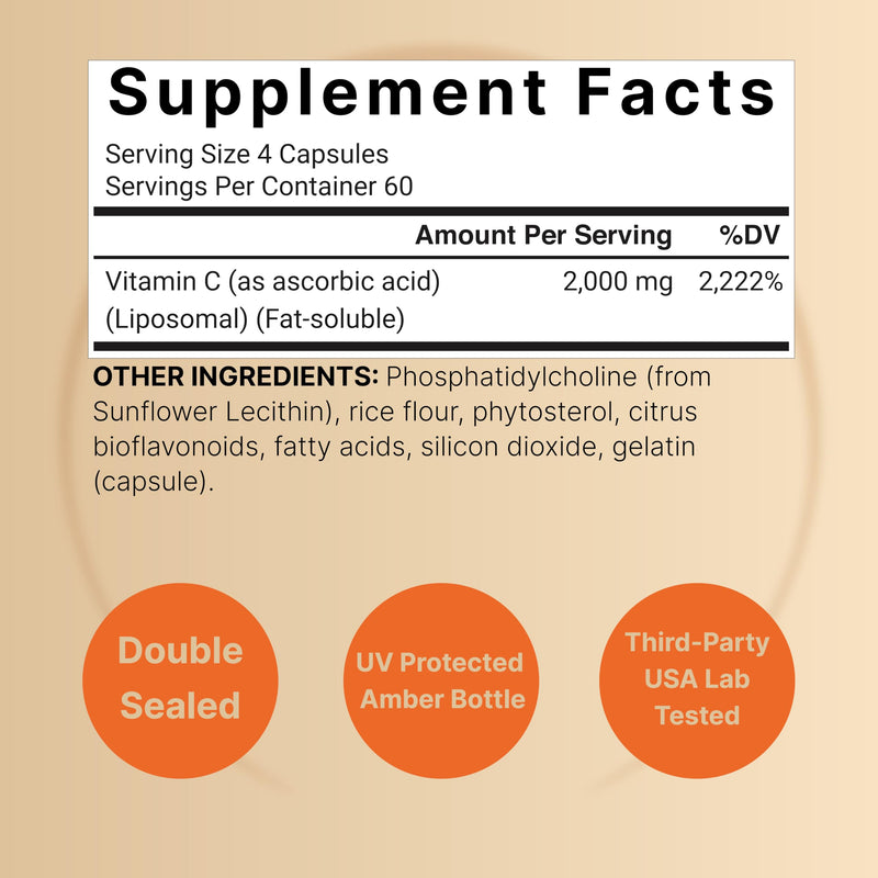 NatureBell Liposomal Vitamin C 2,000mg Per Serving, 240 Capsules | Fat-Soluble Vitamin C – Daily Vitamin Supplement for Men & Women – Non-GMO, Gluten Free 240 Count (Pack of 1)