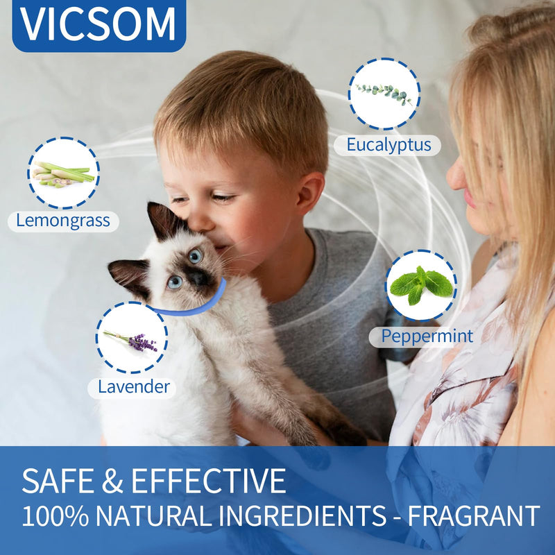 4 Pack Flea Collar for Cats, Cat Flea and Tick Collar 8 Months Prevention Cat Flea and Tick Treatment, Waterproof Adjustable Cat Flea Collar, Natural Anti Tick and Flea Collar for Kitten, Blue Light Blue - BeesActive Australia