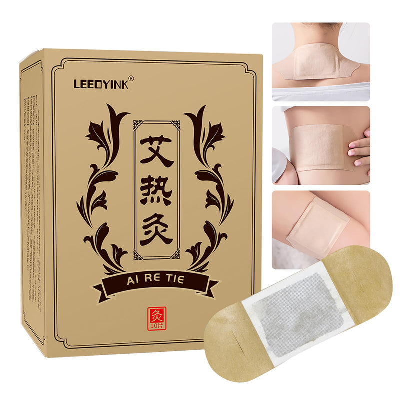 Mugwort hot moxibustion Patch, self-Heating Wormwood Patch, Natural Mugwort Extract Promotes Blood Circulation, relieves Shoulders, Waist, Legs, Uterine Cold, and soothes Body Joints (10pcs) 10