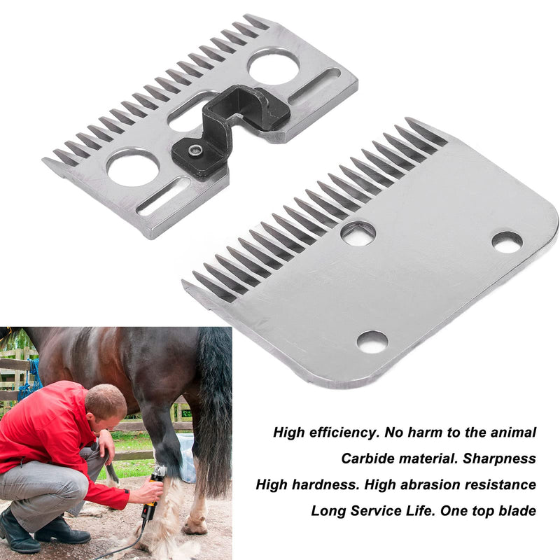 Shearing Blades, 2 Pieces 21 Teeth Horse Clippers Blades Carbide Abrasion Resistance Horse Clippers Blades Replacement for Horses Cattle Goats Animals with Thick Fur