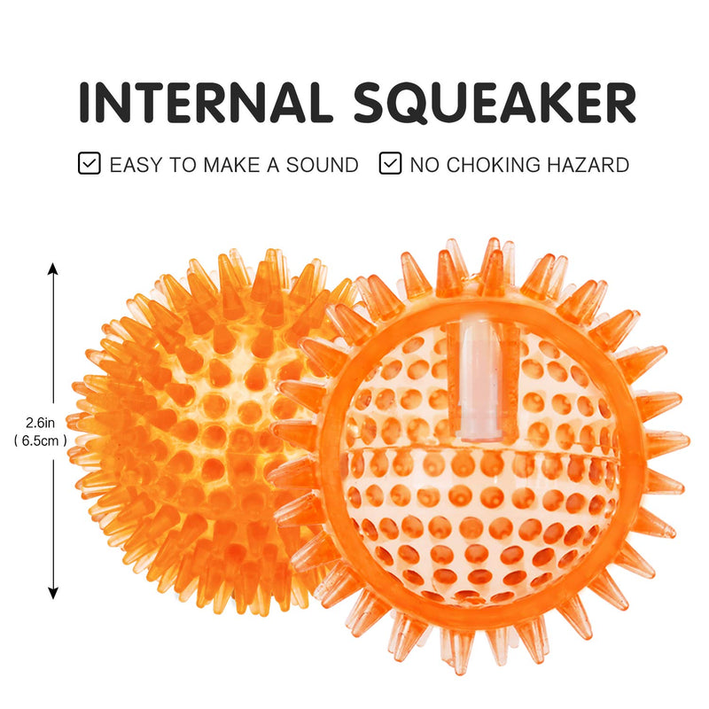 Squeaky Fetch Spike Balls TPR Toys for Pet Small Dogs Puppy Rubber 6 Pack Bright Colors Chew Teething Toys Small Set of 6 Multi - BeesActive Australia