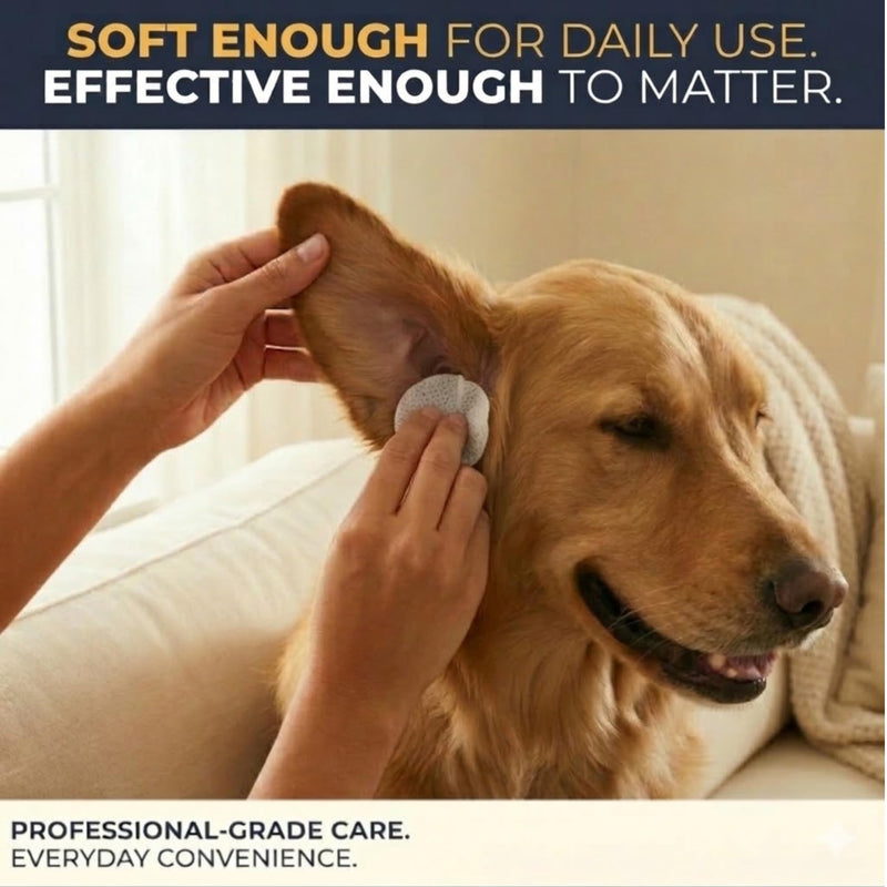 Smiling Paws Pets Ear Wipes for Dogs | Dog Ear Wipes Otic Cleanser for Dogs to Stop Ear Itching with Aloe and Eucalyptus Made in USA 100 Count
