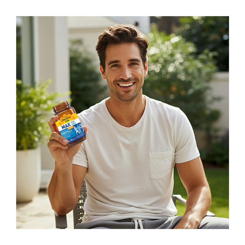Country Life Max for Men Iron-Free Multivitamin,120 Tablets | Coenzymated B vitamins, magnesium, saw palmetto and lycopene for daily men's wellness support