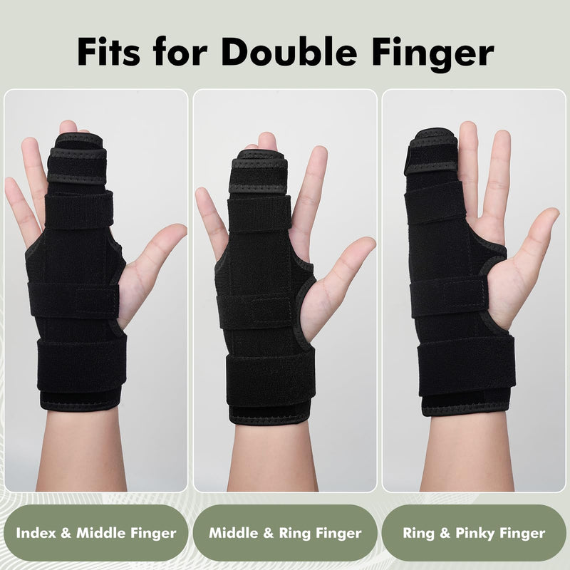 Trigger Finger Splint, 2 Finger Brace for Index, Middle, Ring, Pinky Finger, Treatment for Hand Fractures, Arthritis (L/XL, Right) L/XL