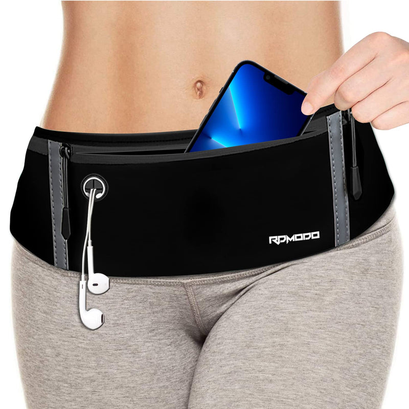 Running Belt Women Men, Fanny Pack Waist Bag, Phone Holder for Running Workout Plus Size Waterproof Adjustable Belt Bag for iPhone 16 15 14 13 12 Pro Max Samsung 2 Pack (Pure Black+Black Green) 09 - 1*Pure Blk + 1*Black&Green