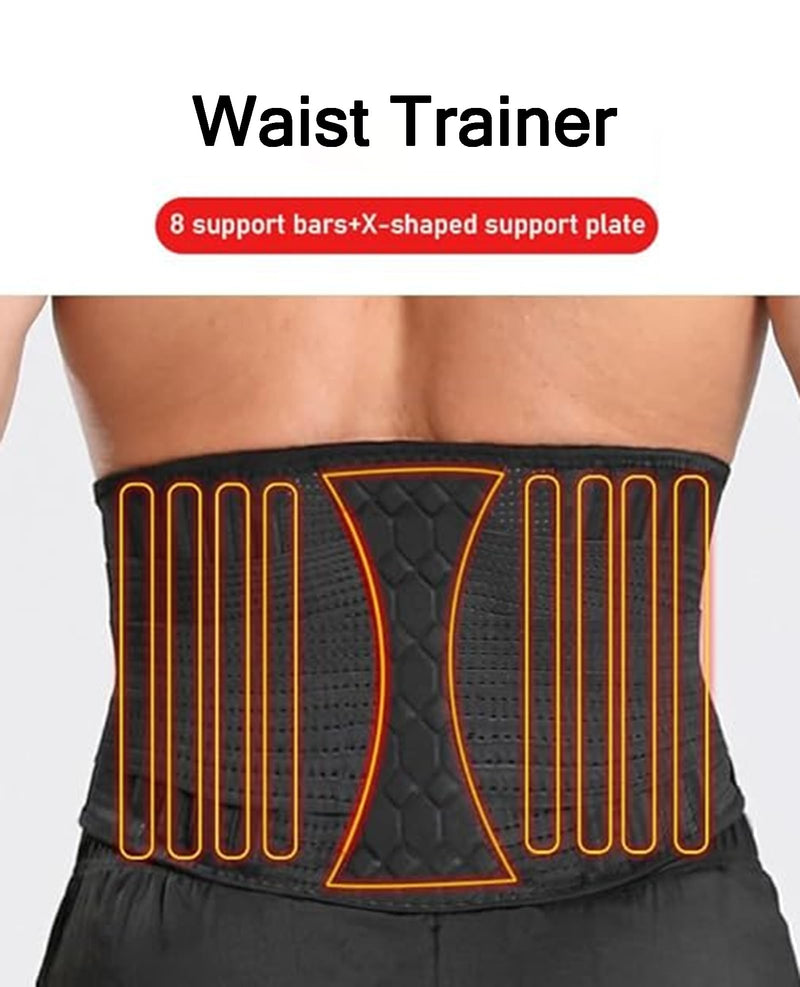 Waist Trimmer Belt for Men, Trainer Tummy Control, Adjustable Wide Sweat Wrap Body Shaper for Back Lumbar Support Medium Black
