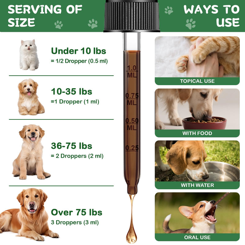 Natural Intestinal Defense for Cats & Dogs - Herbal Cleanse with Probiotic, Triple Action Probiotics Supplement Drops for Gut Health, Digestion, Broad Spectrum Formula for All Ages and Breeds, 2 Oz