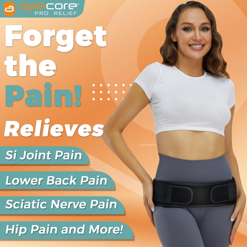 Sacroiliac SI Joint Belt for Women and Men That Alleviates Sciatic, Pelvic, Lower Back, Leg and Sacral Nerve Pain Caused by Si Joint Dysfunction. Si Belt Hip Brace Support (XL/Black) Black XL/XXL (Hip Size 46 Inch - 55 Inch)