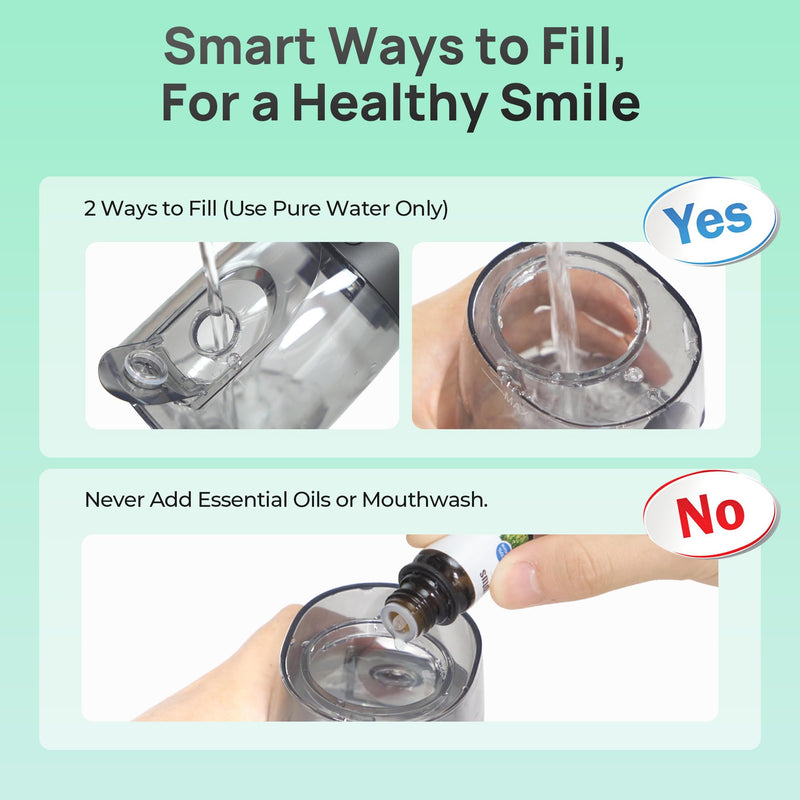 OPERAN Water Flossers for Teeth, Cordless Portable Water Flossers for Adults Braces, IPX7 Waterproof with 4 Modes, 4 Professional Nozzles, 300ml Tank & 21 Days Runtime for Travel, Black, 1Pack