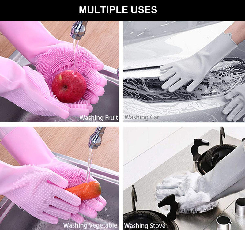 Pet Grooming Gloves for Bathing and Hair Removal, Dogs and Cats Bath Shampoo Brush, Soft and Durable Silicone Scrubber Glove for Pets Shower Like Horse, Dog and Cat Pink - BeesActive Australia