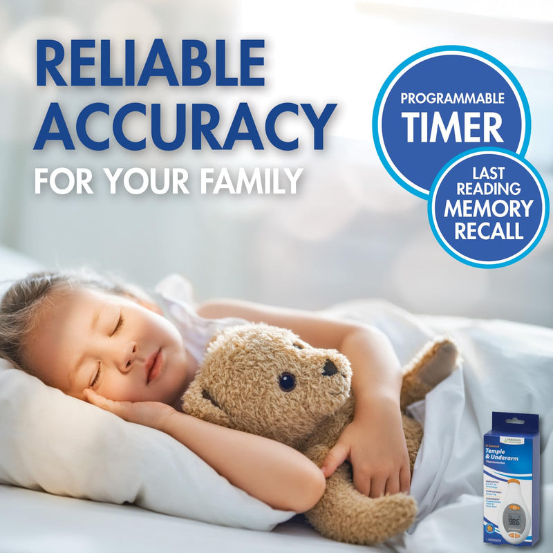 Veridian Healthcare Temple & Underarm Thermometer | Infrared Measurements | Fast 4-Second Readout | Fever Alert | Backlit Display | Programmable Timer | 1-Year Warranty - BeesActive Australia