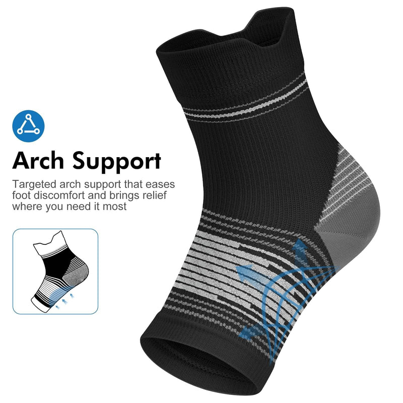 6 Pairs Plantar Fasciitis Socks for Men & Women, Ankle Brace Compression Socks with Arch Support for Achilles Tendonitis, Heel Pain, Swelling & Arthritis Relief, Black, Large Black(6 Pairs) Large(6 Pair) - BeesActive Australia