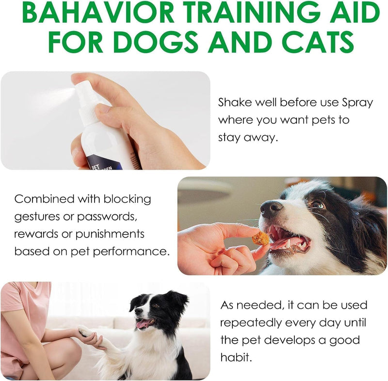 No Chew Bitter Apple Spray for Dogs & Cats, Natural Alcohol-Free Anti-Chew Spray to Stop Chewing, Licking & Biting, Furniture & Wound Safe Pet Behavior Training Spray, 5.92 fl oz Green