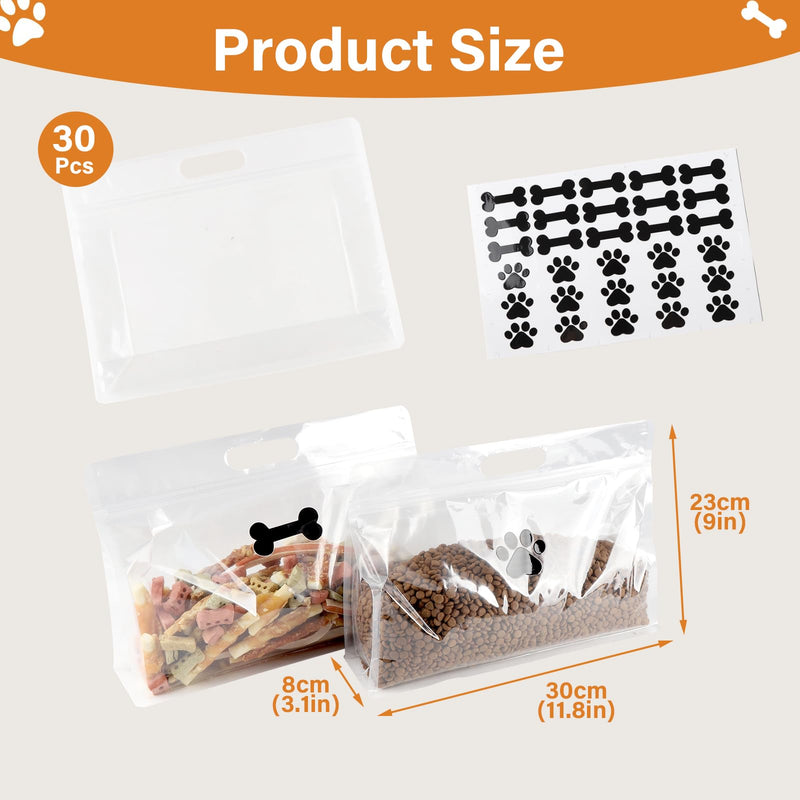 30pcs Travel Dog Food Container,Dog Food Bag,Stand Up Pet Food Storage Bag,Dog Cat Food Travel Bag with Handle,Portable and Waterproof Pet Kibble Container,Dog Camping Essentials - BeesActive Australia